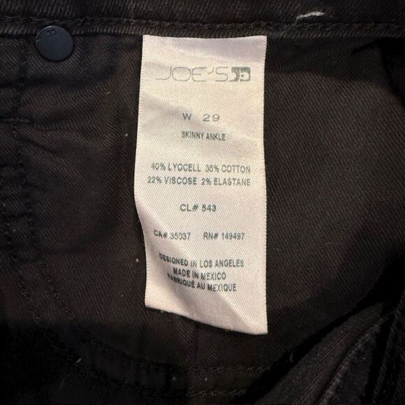 Joe's Jeans Tularose Skinny Ankle Stonewash Black Frayed Hem Jeans Size 29 - Picture 7 of 13